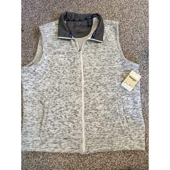 WRANGLER GEORGE STRAIT COLLECTION KNIT ZIP VEST IN GRAY HEATHER MEN’S SIZE L - Picture 1 of 7